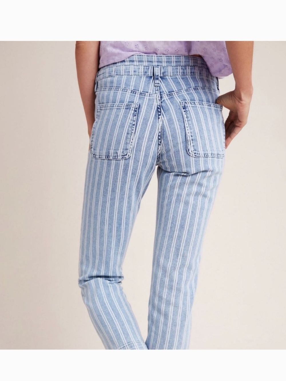 Anthropologie Size 27 Pilcro High-Rise Striped Acid Wash Slim Jeans - Picture 2 of 10